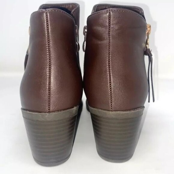 Top Moda Block Heel Ankle Bootie Zipper Brown Size 7.5 - Picture 5 of 6